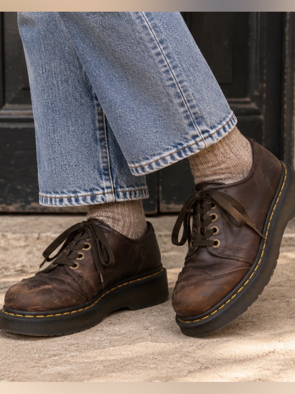 Vintage Dr. Martens 8651 Brown Leather Platform Oxfords US 10